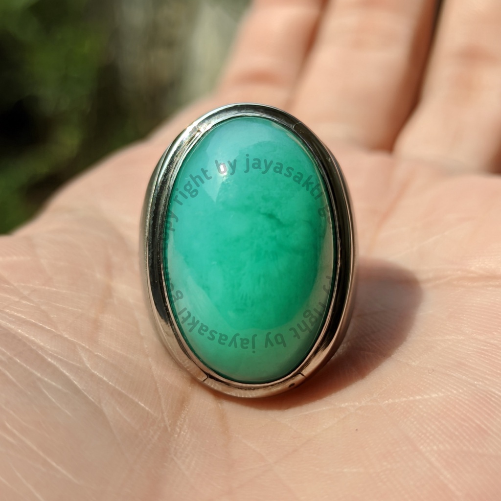 Natural Batu Akik Bacan Doko Pido Full Kristal Ring Monel BDP04