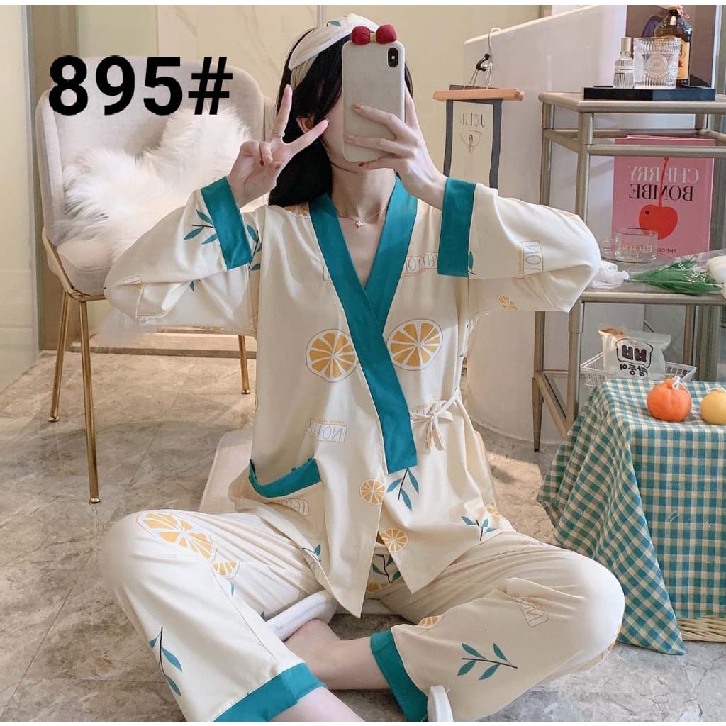 Bisa COD Restock Kimono Set PP Import / Piyama kimono wanita murah / Kimono PP kekinian