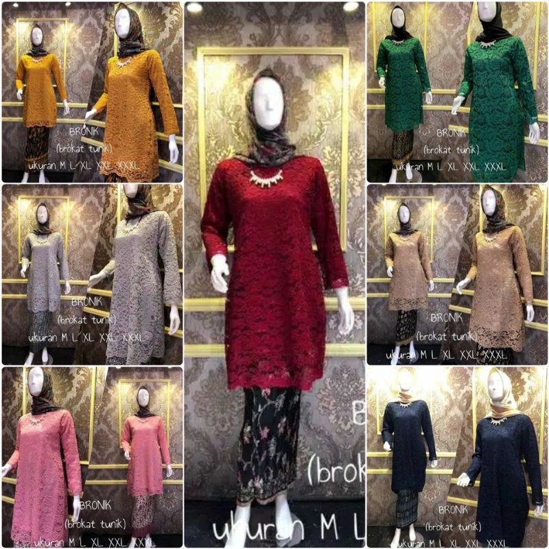 SETELAN KEBAYA BROKAT TUNIK KURUNG JUMBO MODERN / REAL PICT KEBAYA BROKAT TUNIK / KEBAYA TUNIK JUMBO