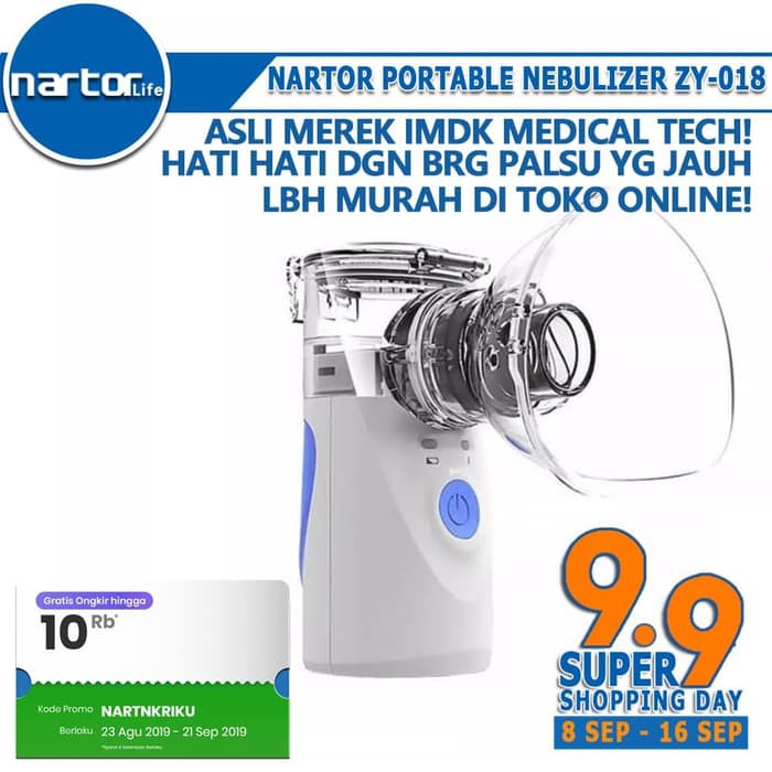 NARTOR Portable Nebulizer Alat Uap Pernafasan Asma Inhalasi ZY-018