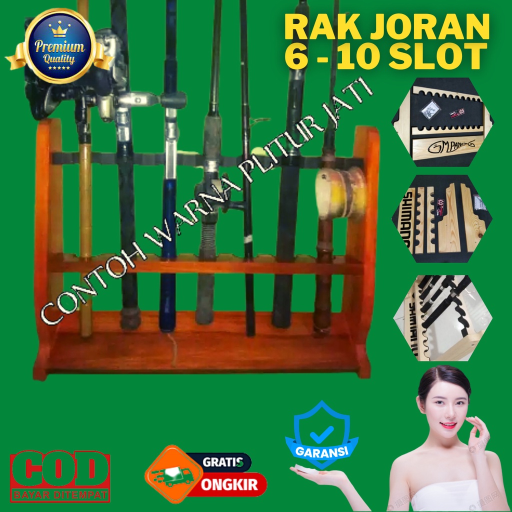 Rak Joran Pancing Minimalis Tegek bisa Tempel Dinding / Tempat joran pancing Custom isi 5 6 7 8 10 S