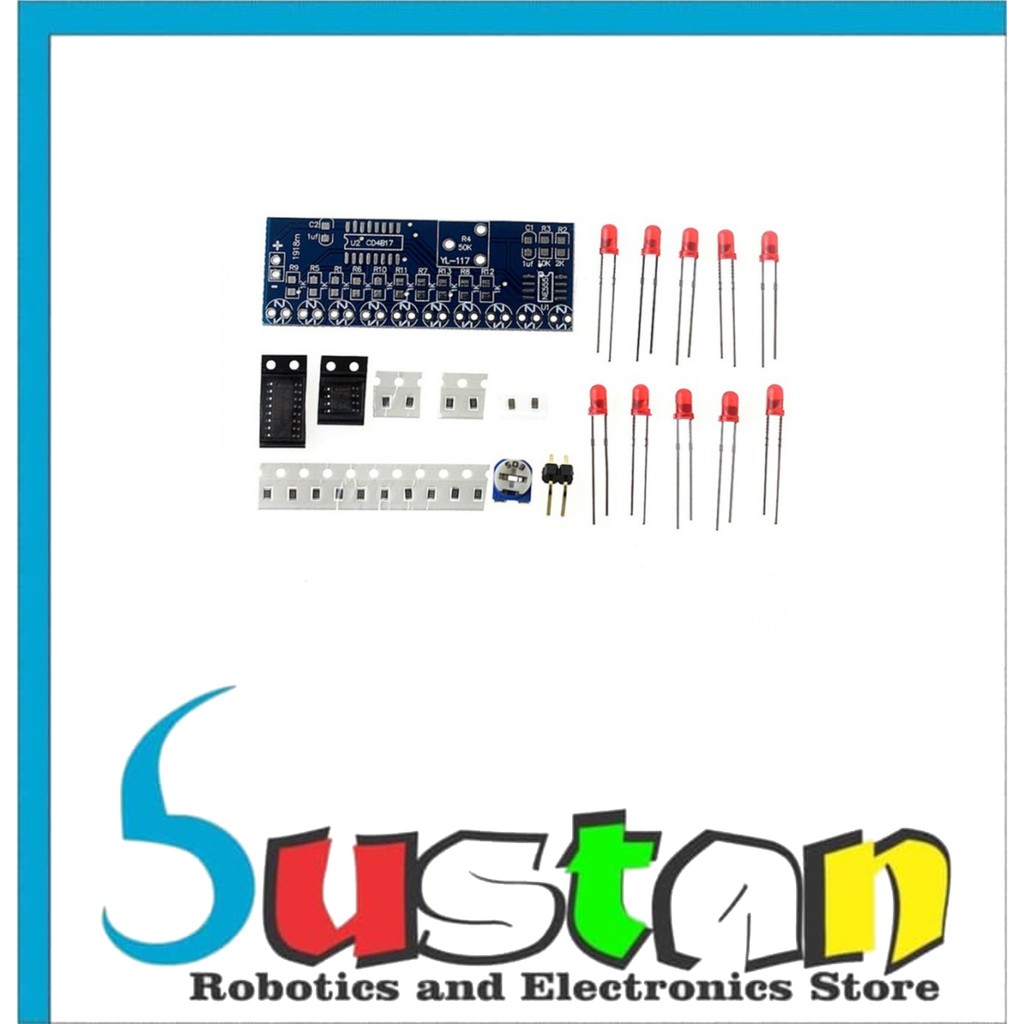 RANGKAIAN NE555 + CD4017 LAMPU BERJALAN LED SET SMD KIT PCB