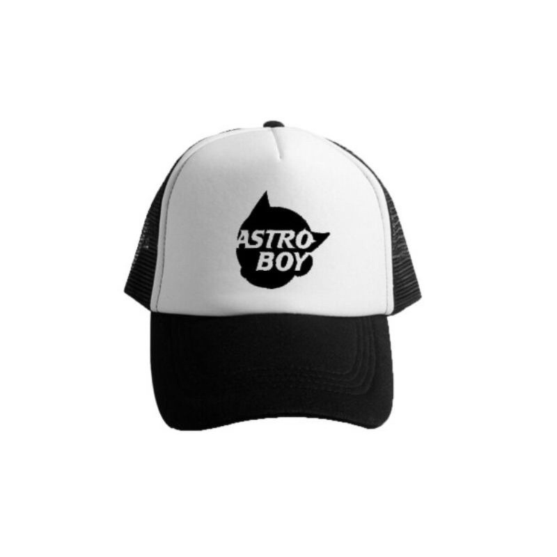 Topi Trucker Custom Astro Boy Center - Hitam Putih