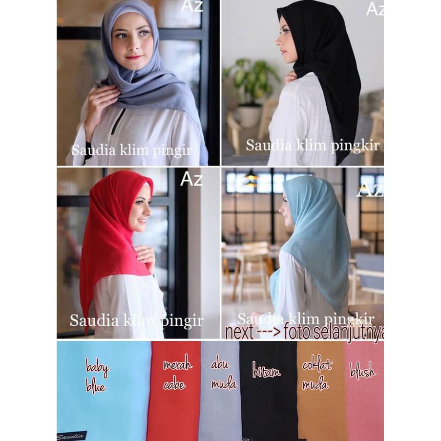 Best Quality Jilbab Segi Empat Katun Saudia Jahit Tepi