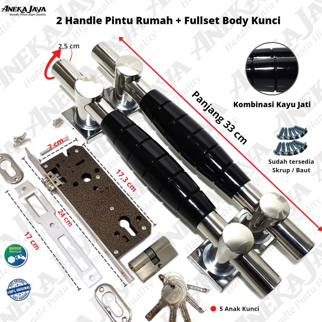 Handle set pintu kunci rumah 33 cm Gagang pintu rumah Tarikan Pintu rumah pegangan pintu rumah minimalis terbaru murah