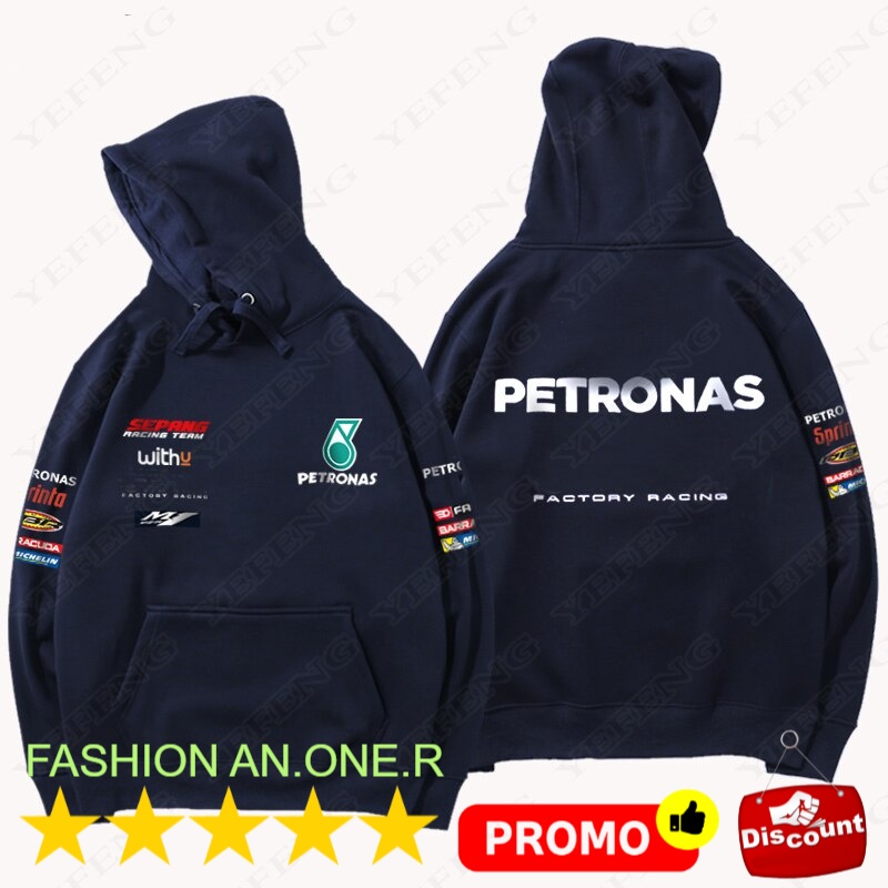 ⭐️⭐️⭐️⭐️⭐️ HOODIE LOGO MIX For Yamaha Motorsport Petronas Motorsport White Printed Hoodie Ractory Ra