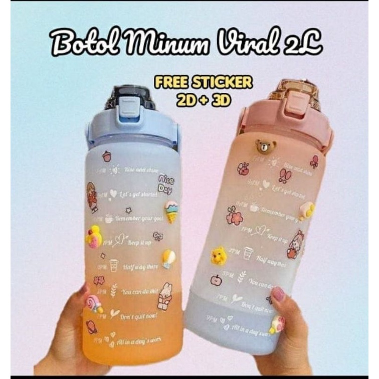 Botol Minum Viral Gradasi 1 liter/2 liter free stiker