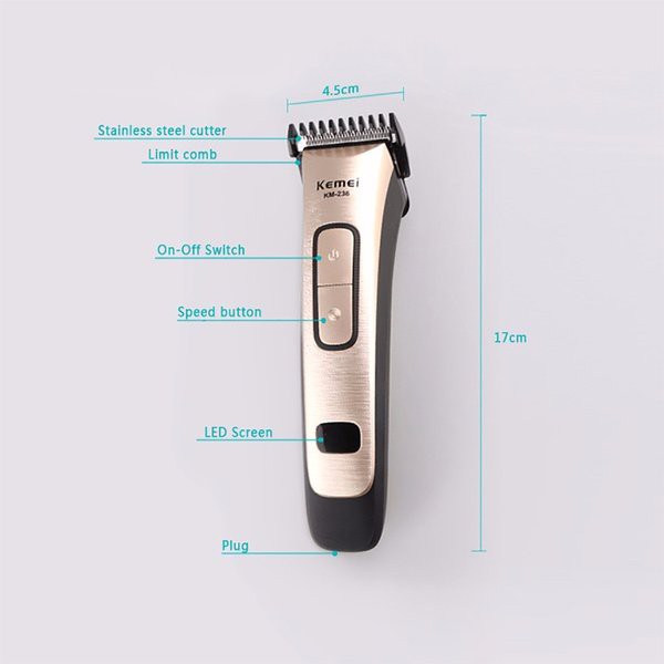 Alat Cukur Rambut Kemei KM-236 Hair Clipper Rechargeable LED Digital