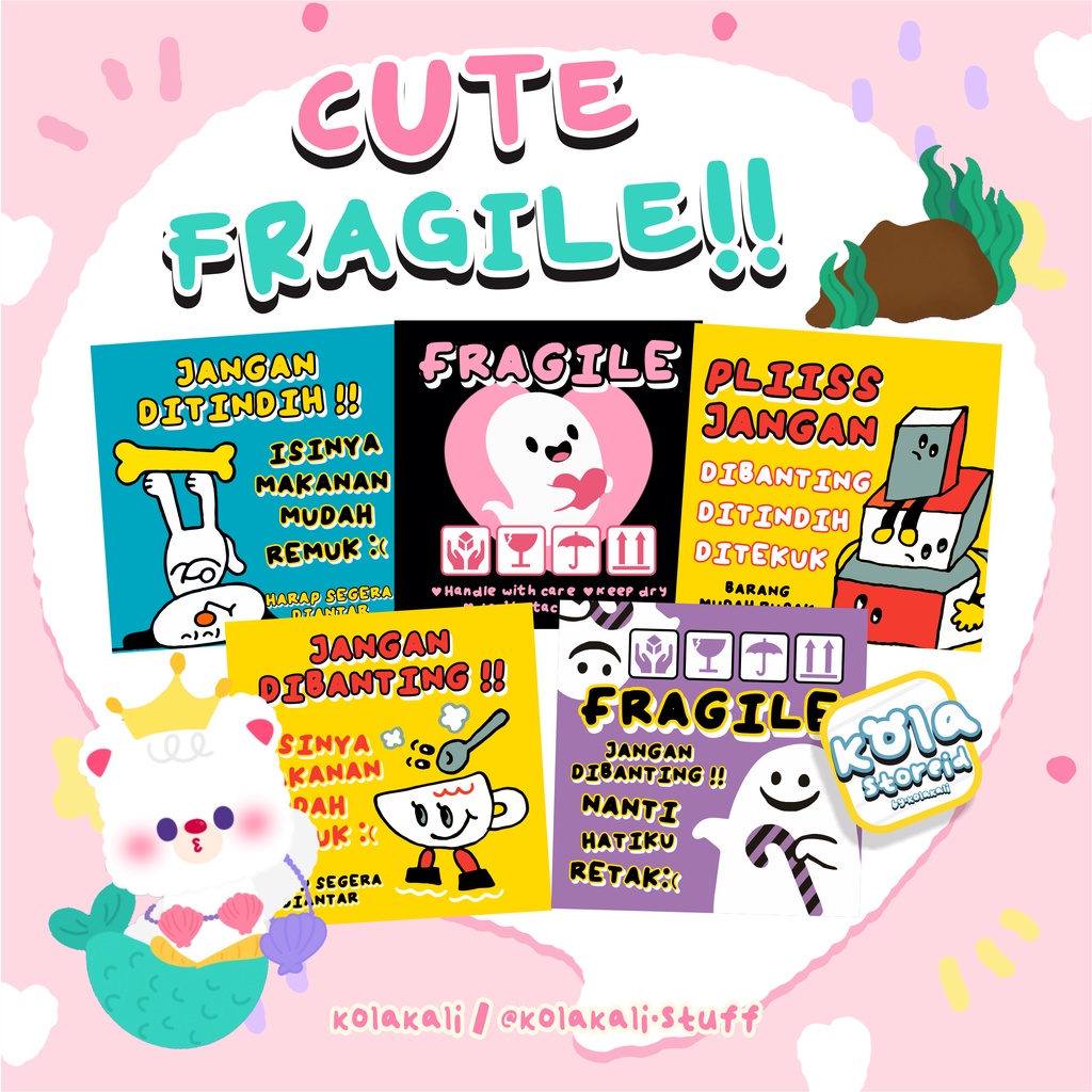 

CUTE STICKER FRAGILE • STIKER FRAGILE • PECAH BELAH • STIKER UNBOXING • KOLAKALI