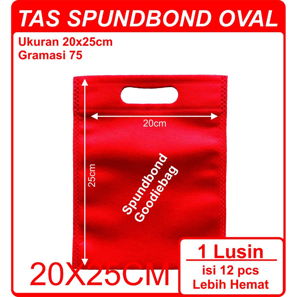 

Kodi Goodie Bag Spunbond Oval Warna Merah 20cm x 25cm / Tas Souvenir