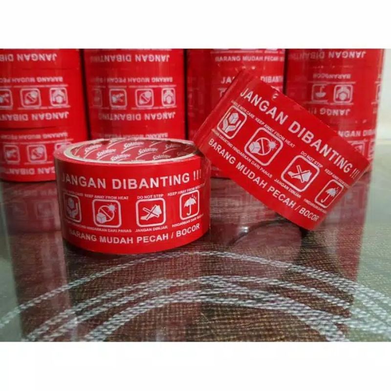 

PACKING LAKBAN FRAGILE ISOLASI LEM SELOTIP WARNA MERAH TAPE ONLINE SET KARGO EKSPEDISI PECAH BELAH