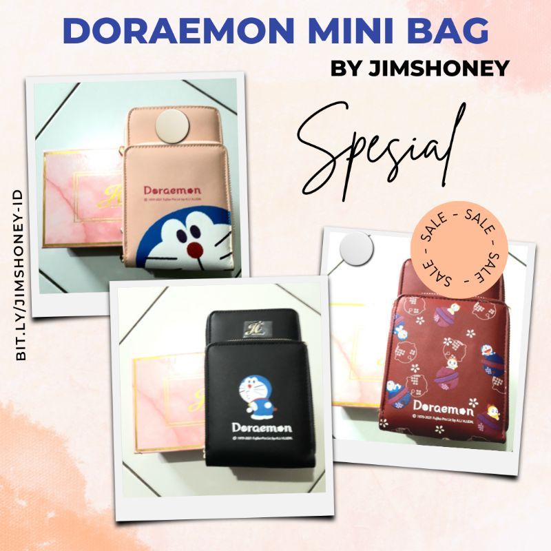 Doraemon Mini Bag Jims Honey Tas Slempang Wanita Jims Honey Murah Lucu 100% Original Free Box