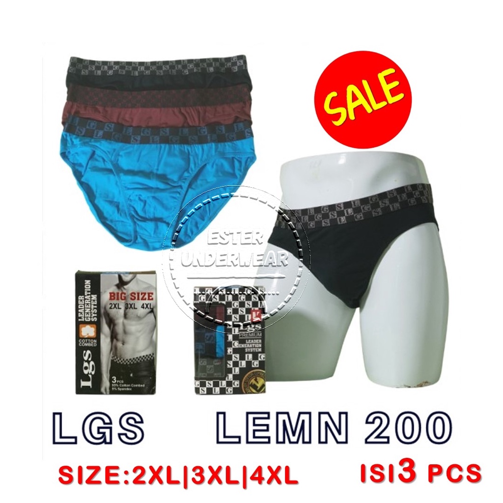 Celana Dalam Pria Big Size LGS 200 ISI 3Pcs/Pack Bahan Katun