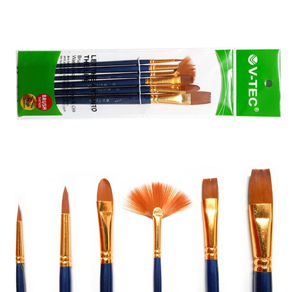 V-Tec Brush A0342 Set 6 / Kuas Lukis Set 6