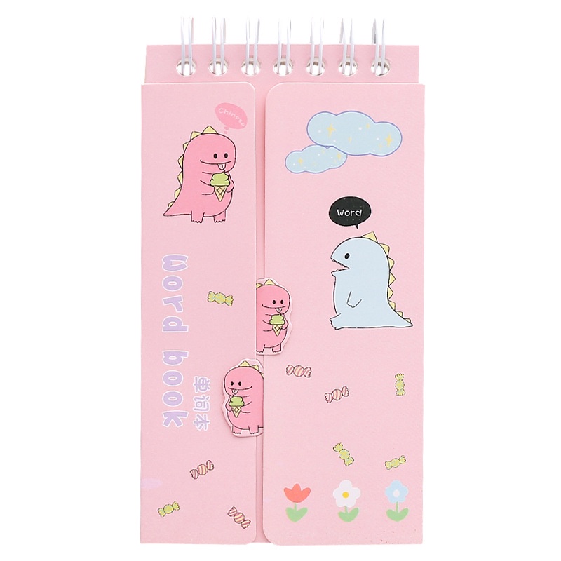 80 Sheet/pack Korean Style Light Color Dinosaur Bear Pattern Portable Miniature English Words Notebook for Student