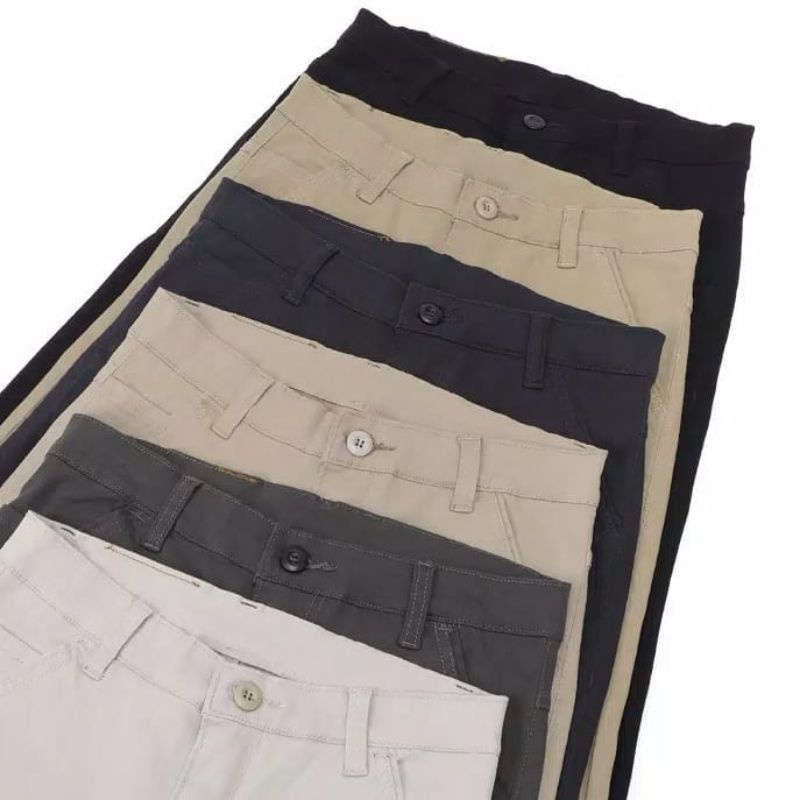 CELANA CHINO Panjang pria Slimfit KERJAHARIAN Santai Casual Formal Hitam Abu Cream Mocca Size 27-38