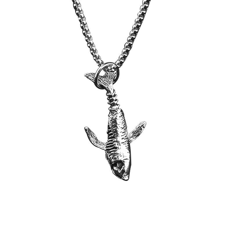 Whale Kalung Rantai Liontin Ikan Paus Bahan Titanium Steel Tahan Air Untuk Pria