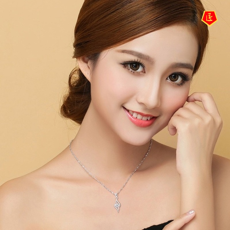 [Ready Stock]Single Wing Diamond Pendant Simple All-Match Women's Necklace