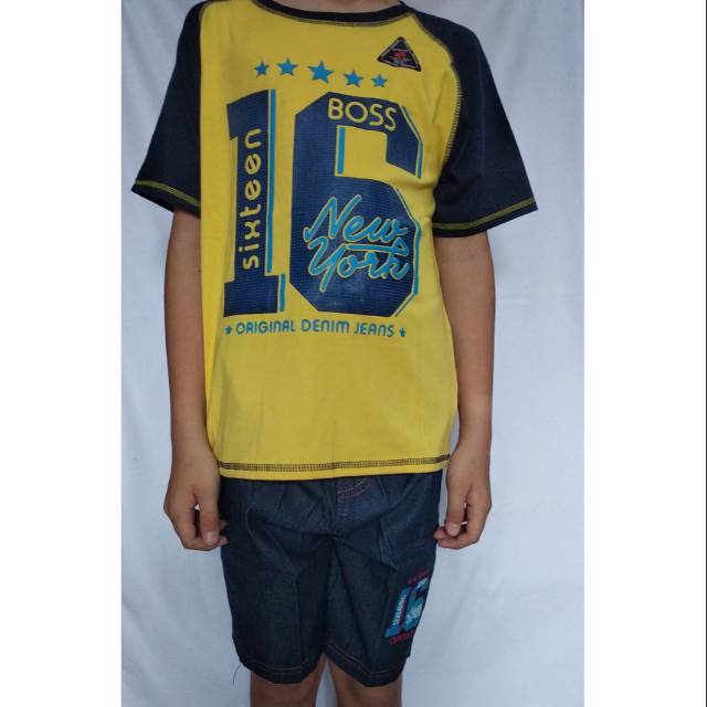 Baju setelan anak laki Hugo Boss branded katun, adem, keren