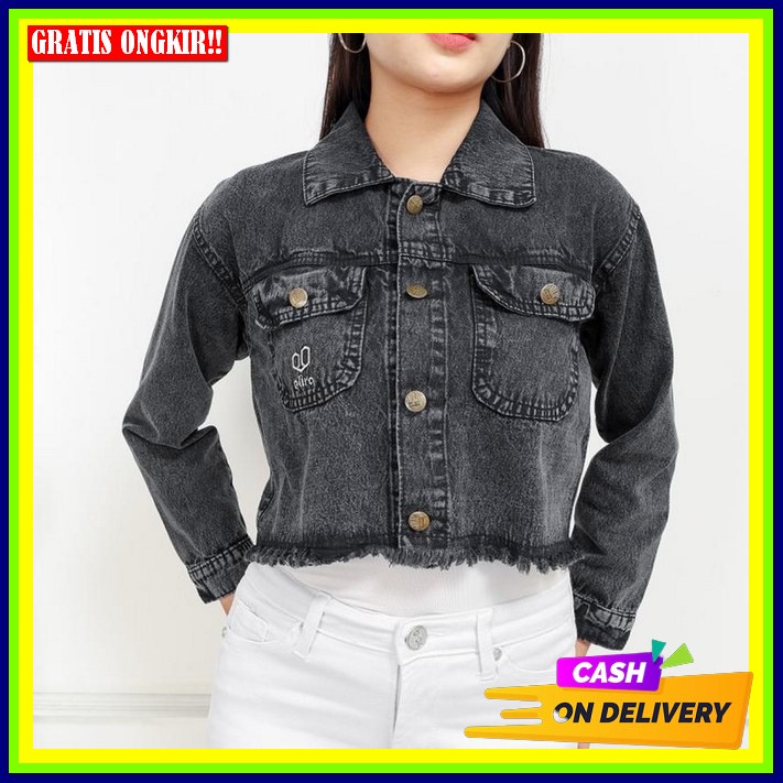 Jeket Remaja Cewek Kekinian Jaket Wanita Import Premium Jeket Jeans Re Elira Jody Snowblack Jaket Cr