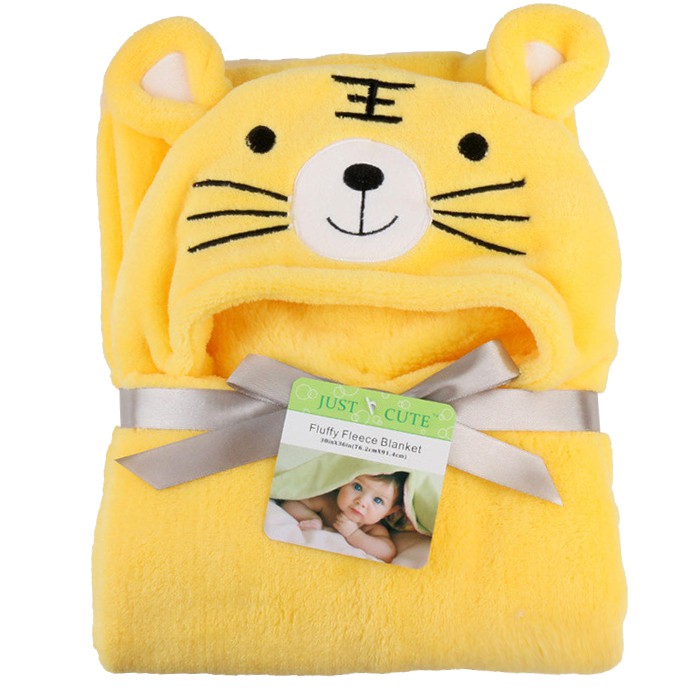 Selimut Topi Karakter F Double Fleece Selimut Bayi Hoodie Bulu Bayi 3D Hoodie Blanket