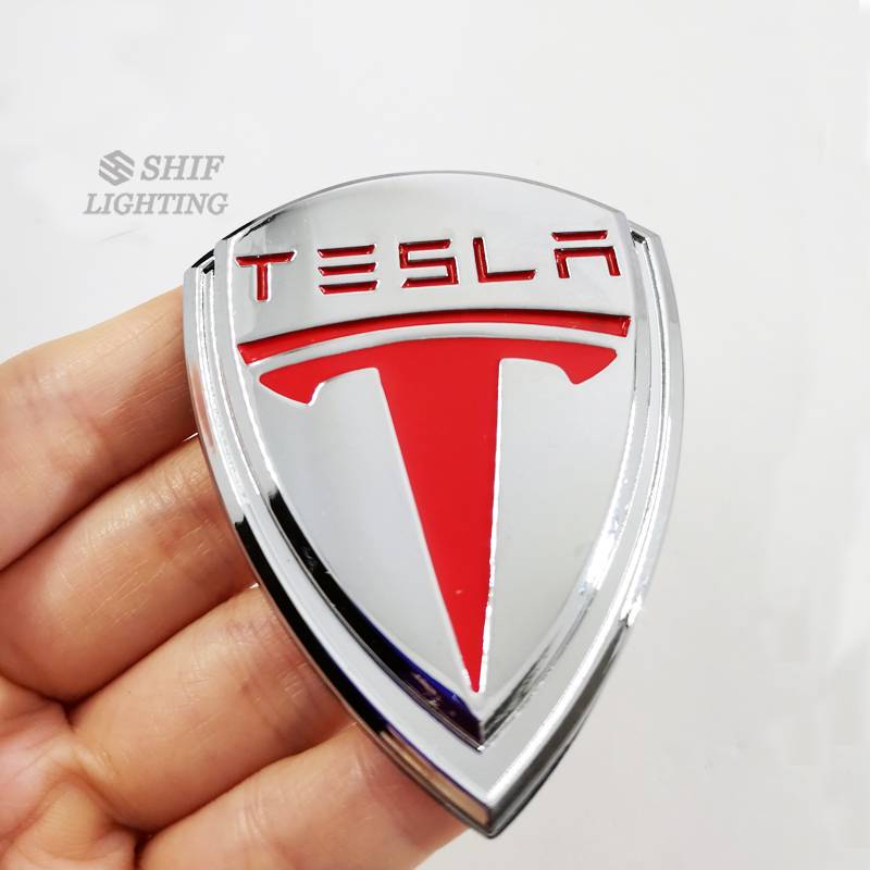 1Pc Stiker Emblem Logo TESLA Bahan Metal Untuk Dekorasi Mobil TESLA