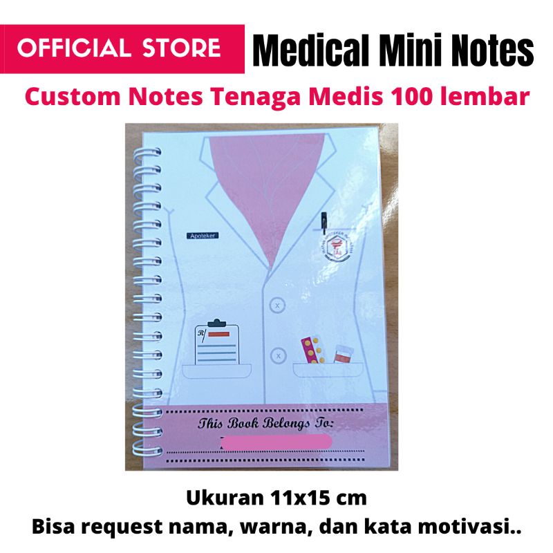 (TIDAK BISA COD) Medical Mini Notes Custom Notes A6 Cover Tenaga Medis isi 100 lbr| MMN Custom Notes