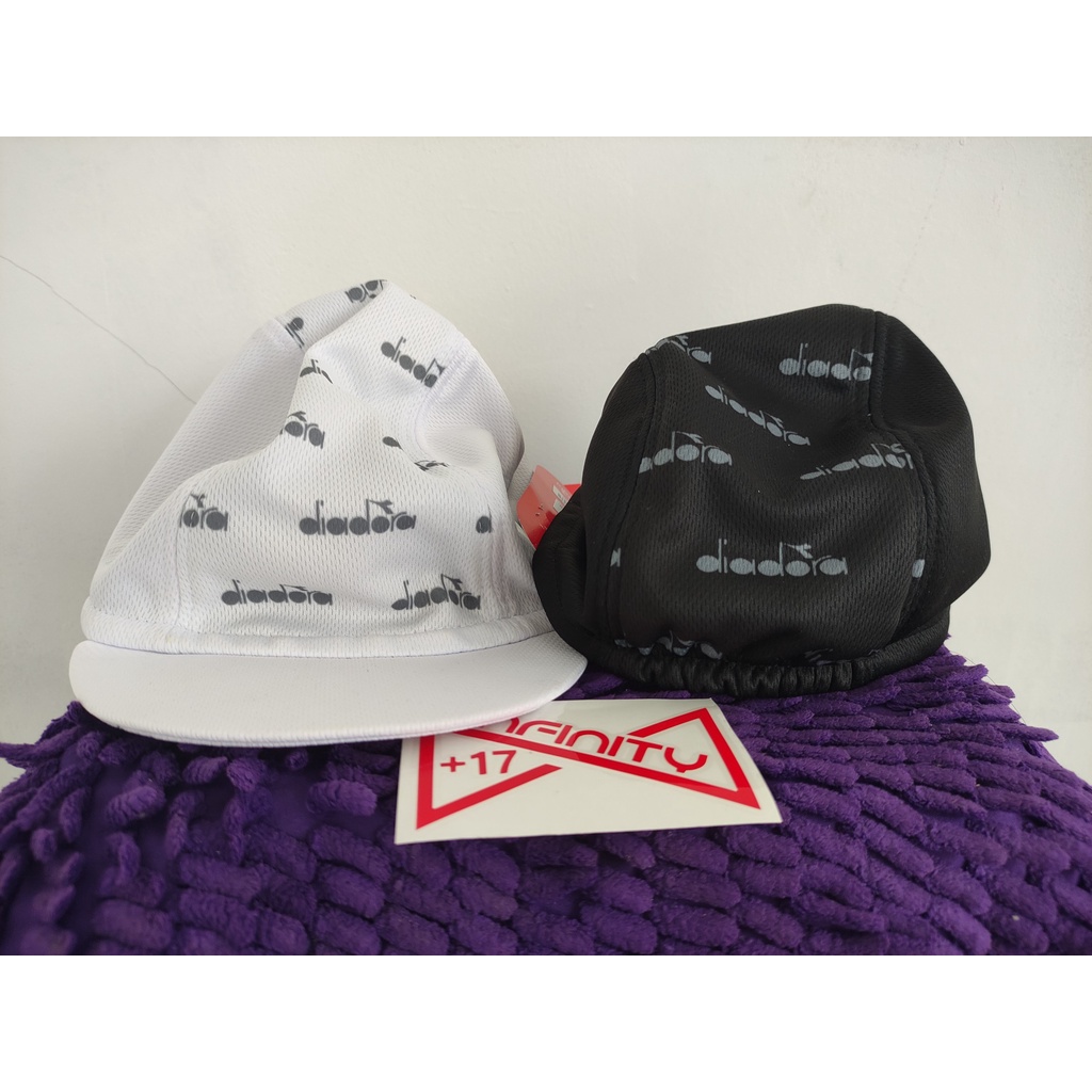 Diadora Asthon Cycling Caps White/Black Unisex Men/Women - Topi Sepeda/Olahraga Diadora Pria/Wanita 