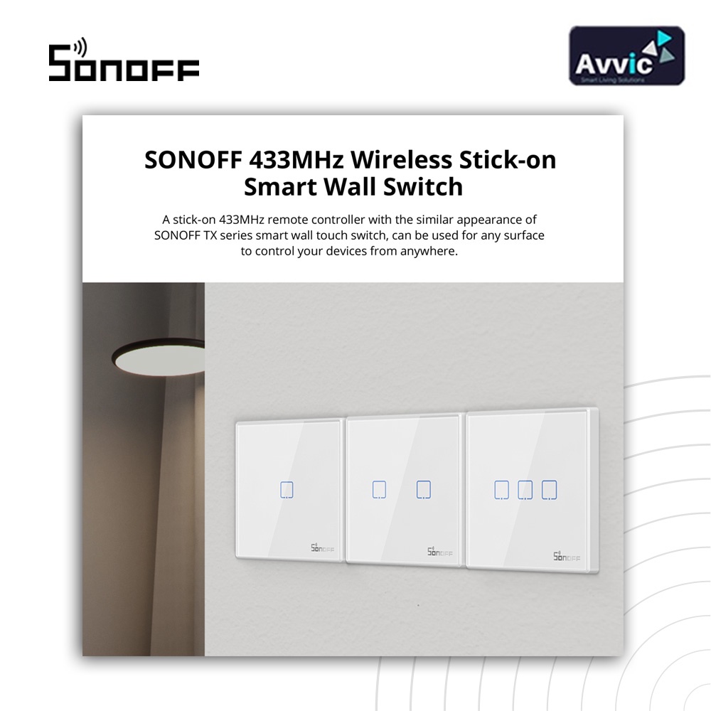 Sonoff Smart Wall Switch Remote T2EU1C/2C/3C RF saklar wireless smart home IOT