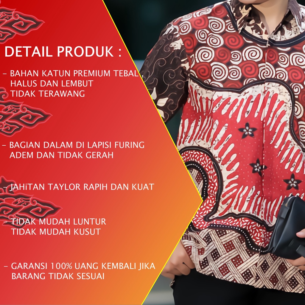 TERBARU!! BAJU KEMEJA BATIK PRIA LENGAN PENDEK LAPIS FURING ASLI SOLO SRAGENAN PREMIUM REGULAR FIT MODERN PD 028