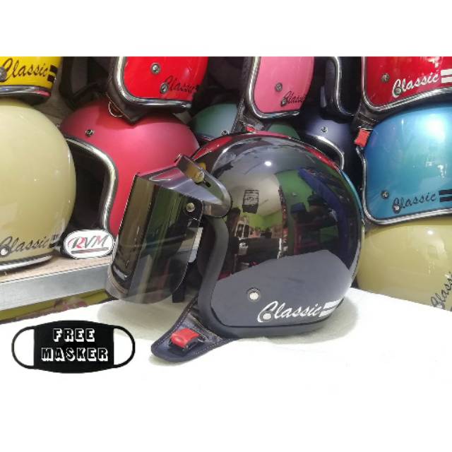 Helm Bogo Hitam Kaca Datar Murah Kualitas Sni Shopee Indonesia