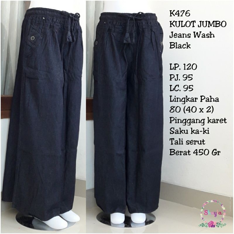 Kulot Jumbo Jeans Wash Hitam