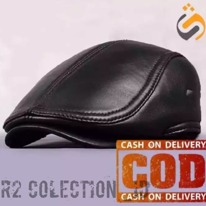 TOPI PRIA KULIT ASLI MODEL PET /TOPI PET KULIT