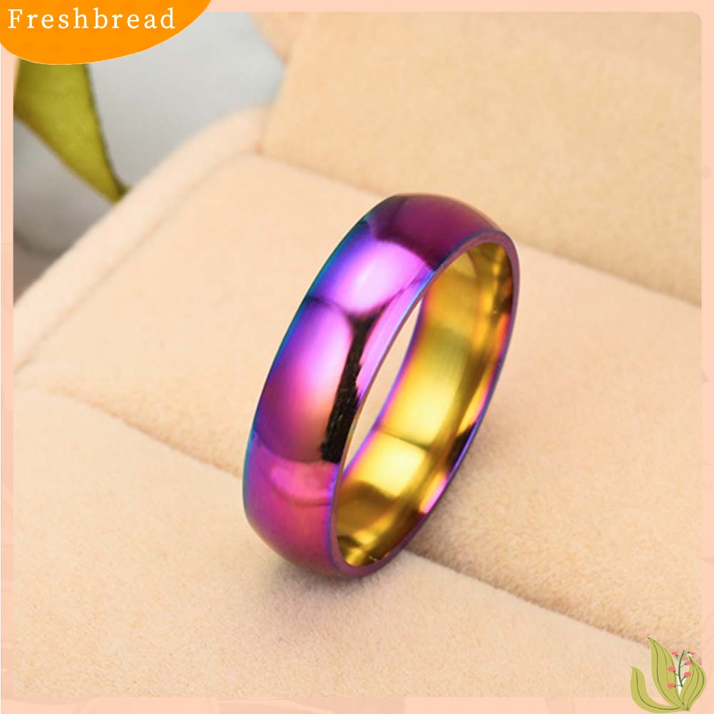 [TERLARIS]Fashion Rainbow Dome Stainless Steel Finger Ring Couple Wedding Jewelry Gift