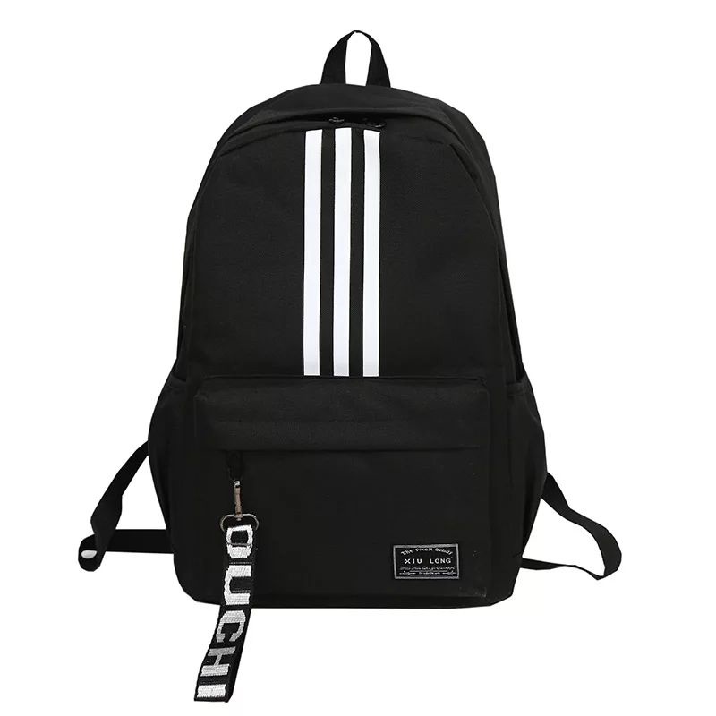 Adidas Fashion Wanita Ransel Garis Tiga untuk Gadis Perjalanan Kapasitas Tinggi Siswa Tas Pria Hitam Tas Laptop