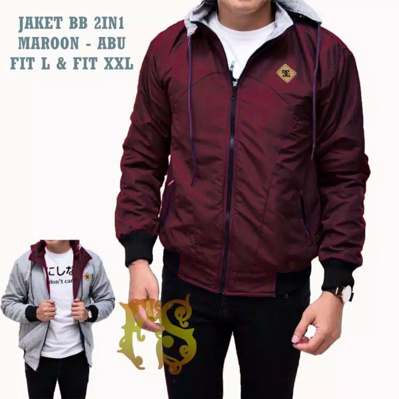 JAKET BOLAK BALIK 2IN1 / JAKET MOTOR / BB / PARASUT / PRIA WANITA / DISTRO-MARUN