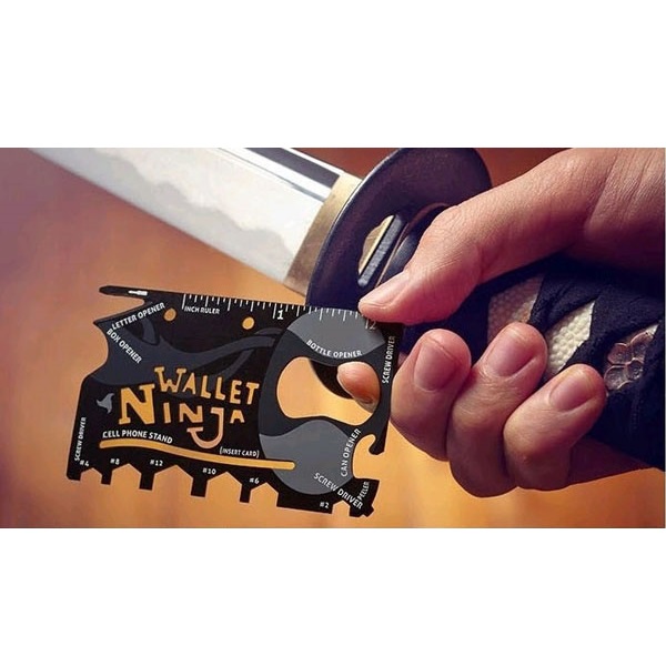 Wallet Ninja 18in1 Multi Purpose Credit Card Sized Pocket Tool - Black