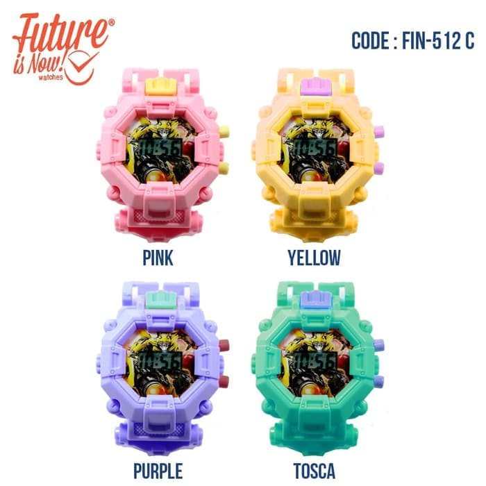 Jam tangan digital anak robot karakter transformer warna warni lucu baterai lampu tombol