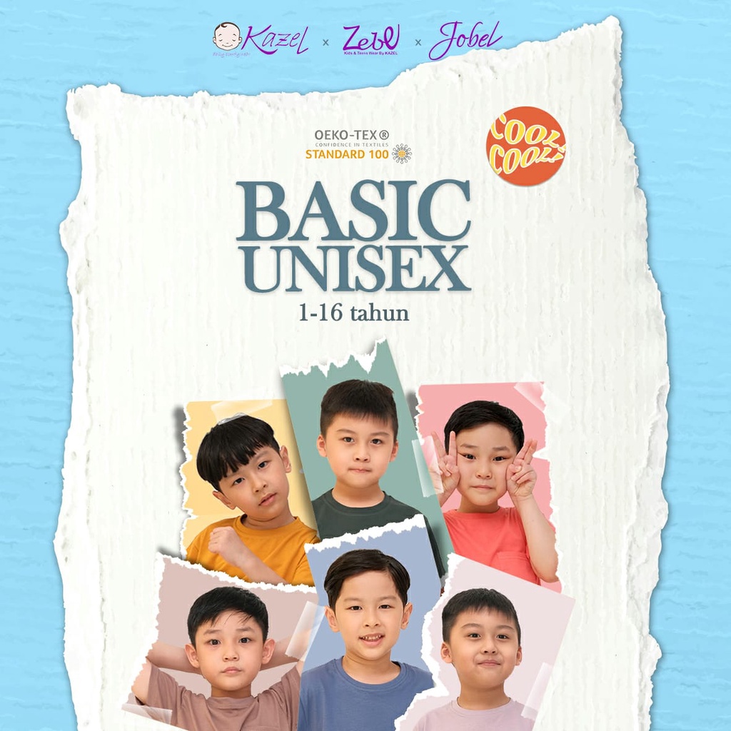 Kazel x Zebe 7-16 Tahun Tshirt Basic Pocket - Unisex Edition Baju Top Atasan Anak Laki Perempuan Boy PART2