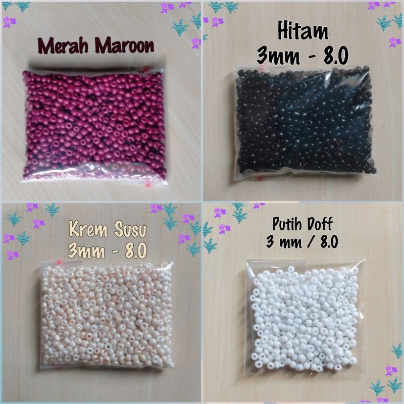 Manik Mote  Payet Pasir Doff Ukuran  8/0 - 3mm isi 10gram