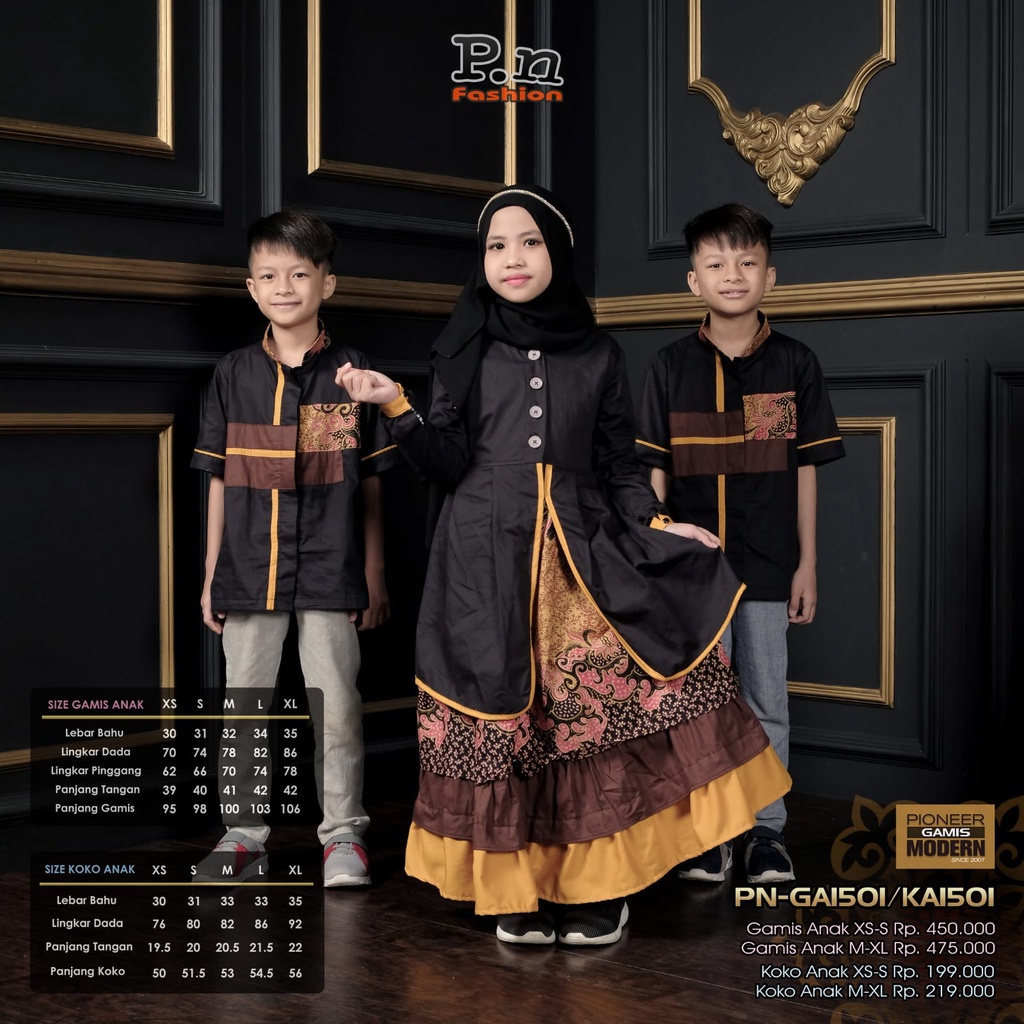 GAMIS DAN KOKO ANAK SARIMBIT PN FASHION PN SRB 1501 ( GAMIS KOKO ANAK )