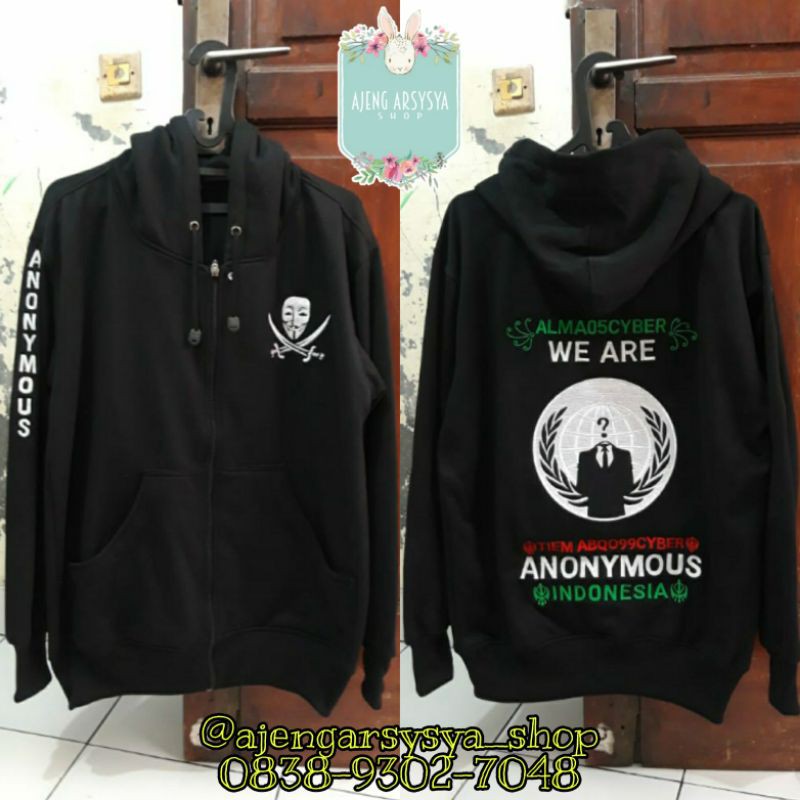 Jaket Zipper Anonymous Full Logo