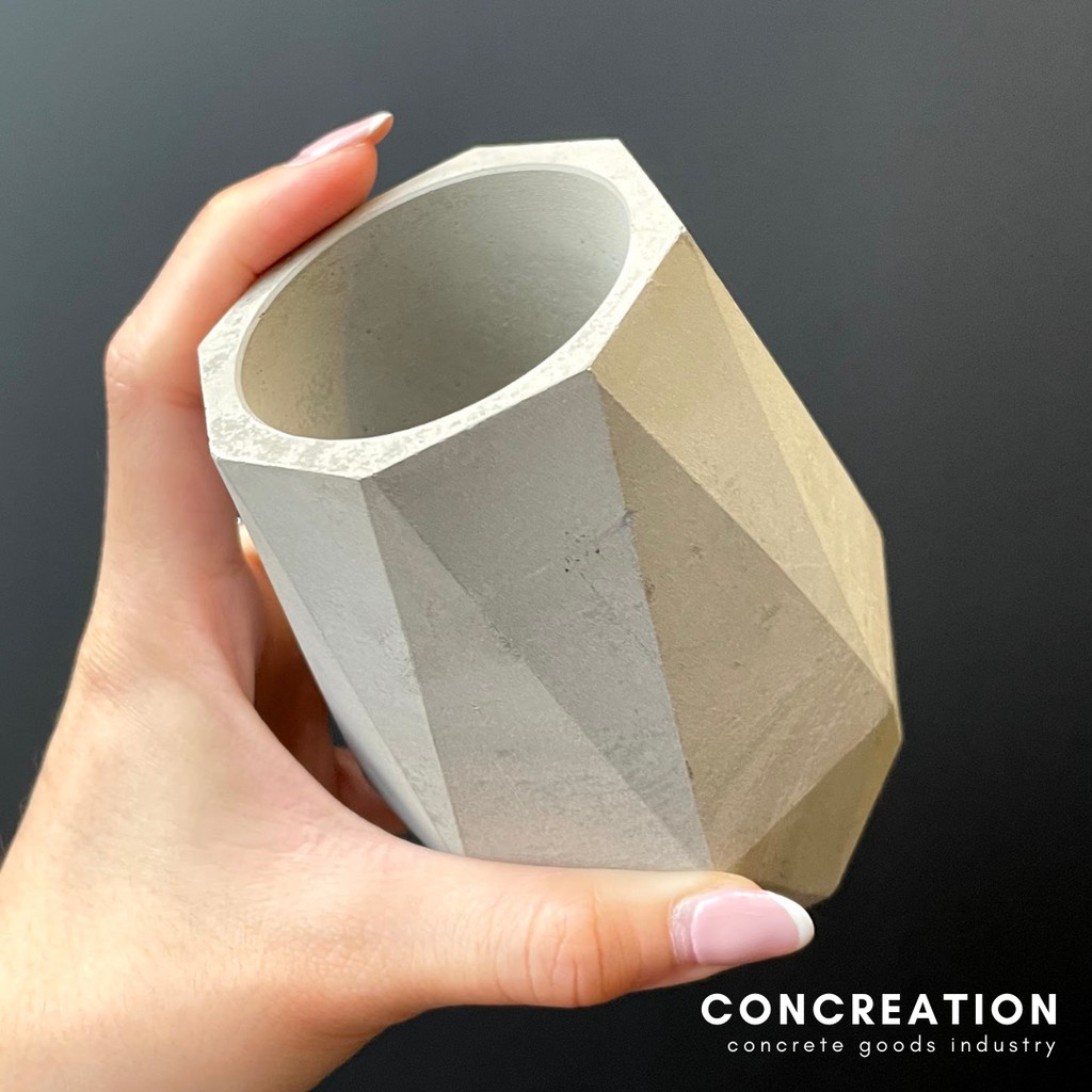 [TERMURAH] Pot Concrete Tall Octagon cocok untuk florist pot semen medium kaktus dekorasi rumah