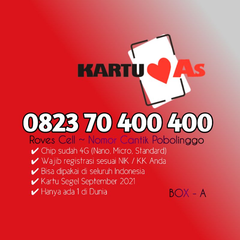 NOMOR CANTIK TELKOMSEL SERI PULUHAN DOUBLE RATUSAN 70 400 400 HOKI 400400 KARTU AS 400400 08237040400400