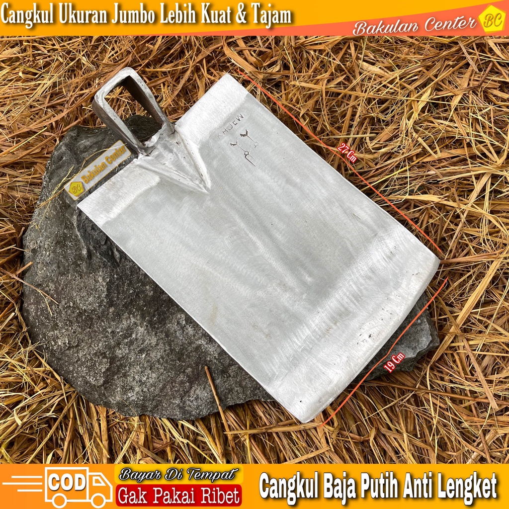 Cangkul Baja Putih Asli Super Tajam Ukuran Jumbo Cangkul Anti Lengket Pacul Pertanian Pacul Perkebun