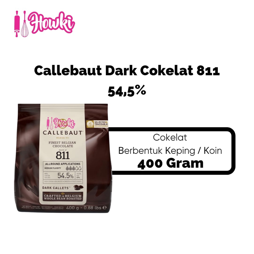 

Callebaut Dark Coklat 811 Kemasan 400gr (54,5%)