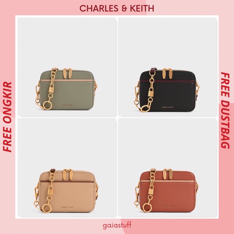 Tas Ck Charles & Keith Double Zip Key Crossbody Bag Cnk C890