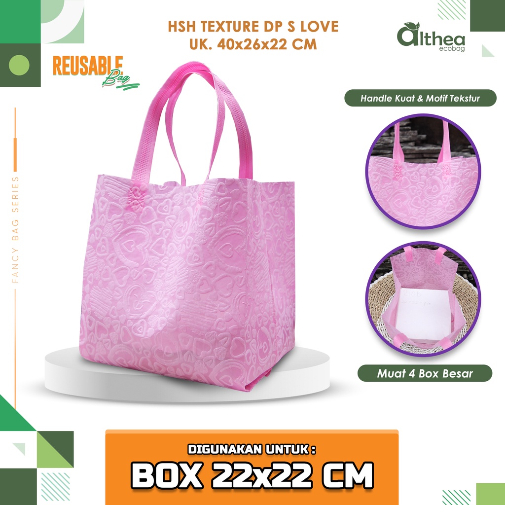 ALTHEA Tas Kotak Nasi | Tas Selamatan Box Nasi 22x22 | Tas Besek Spunbond | Tas Spunbond Texture 40x