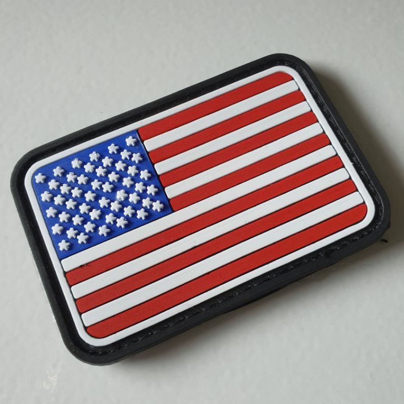 PATCH RUBBER LOGO BENDERA U.S.A AMERIKA/TEMPELAN EMBLEM KARET VELCRO