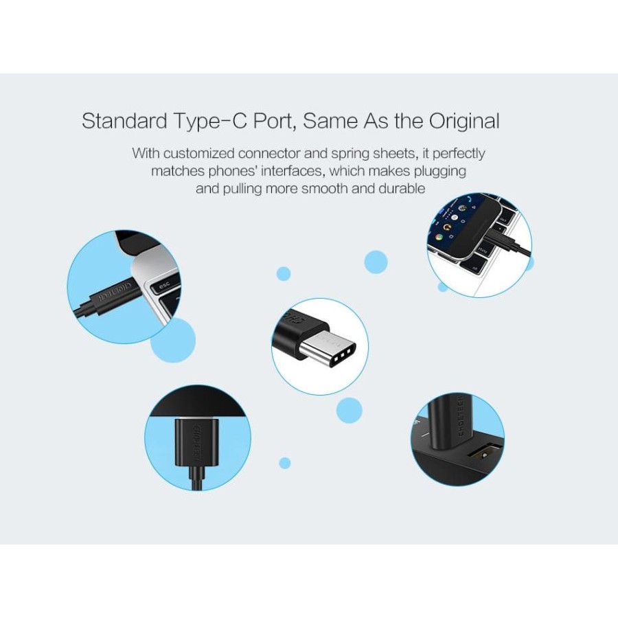 Kabel Usb Type c to type-c choetech charge data sync 3A 480Mbps 1m cable fast charging CC0002-10